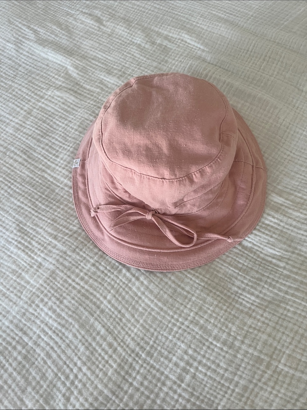 Everyday Pink Cotton Bucket Hat with Tie Detail linen and cotton